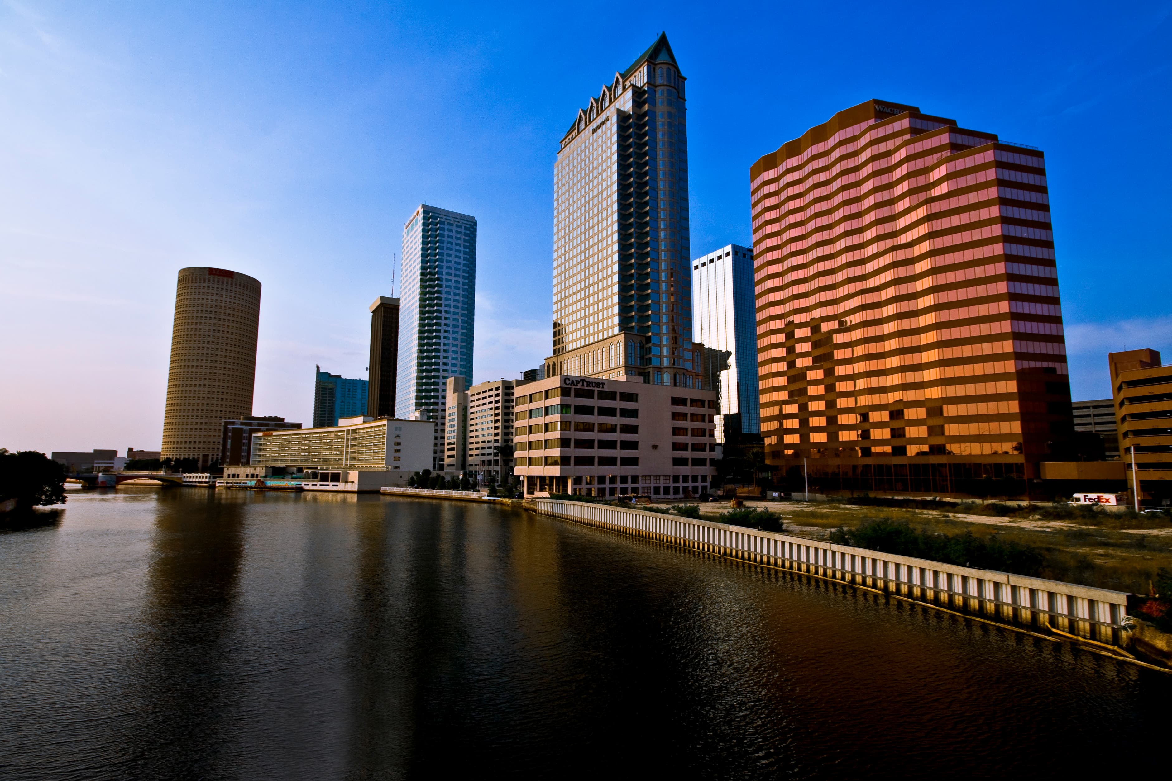 Supermoon rises over the Tampa skyline